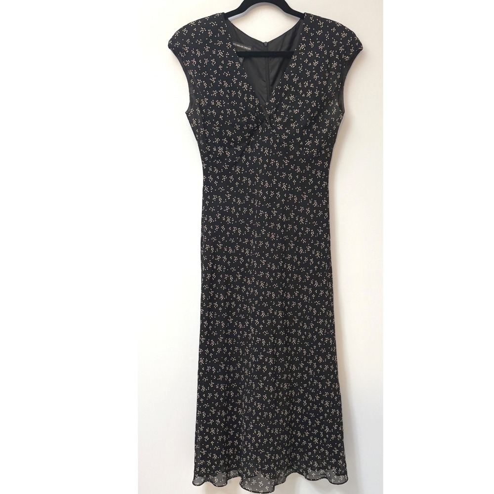 JONES WEAR Black Floral‎ Cap Sleeve V Neck Maxi Dress Size 10